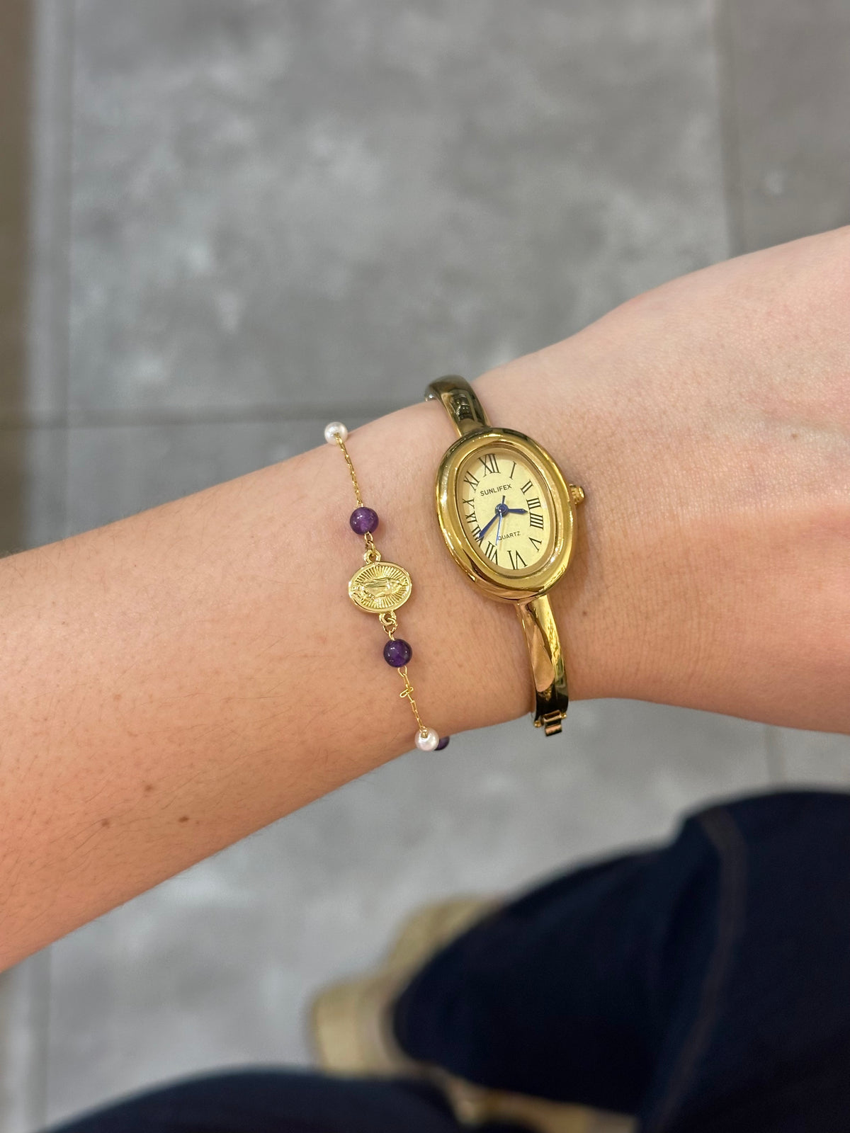 Pulsera fe y protección lila