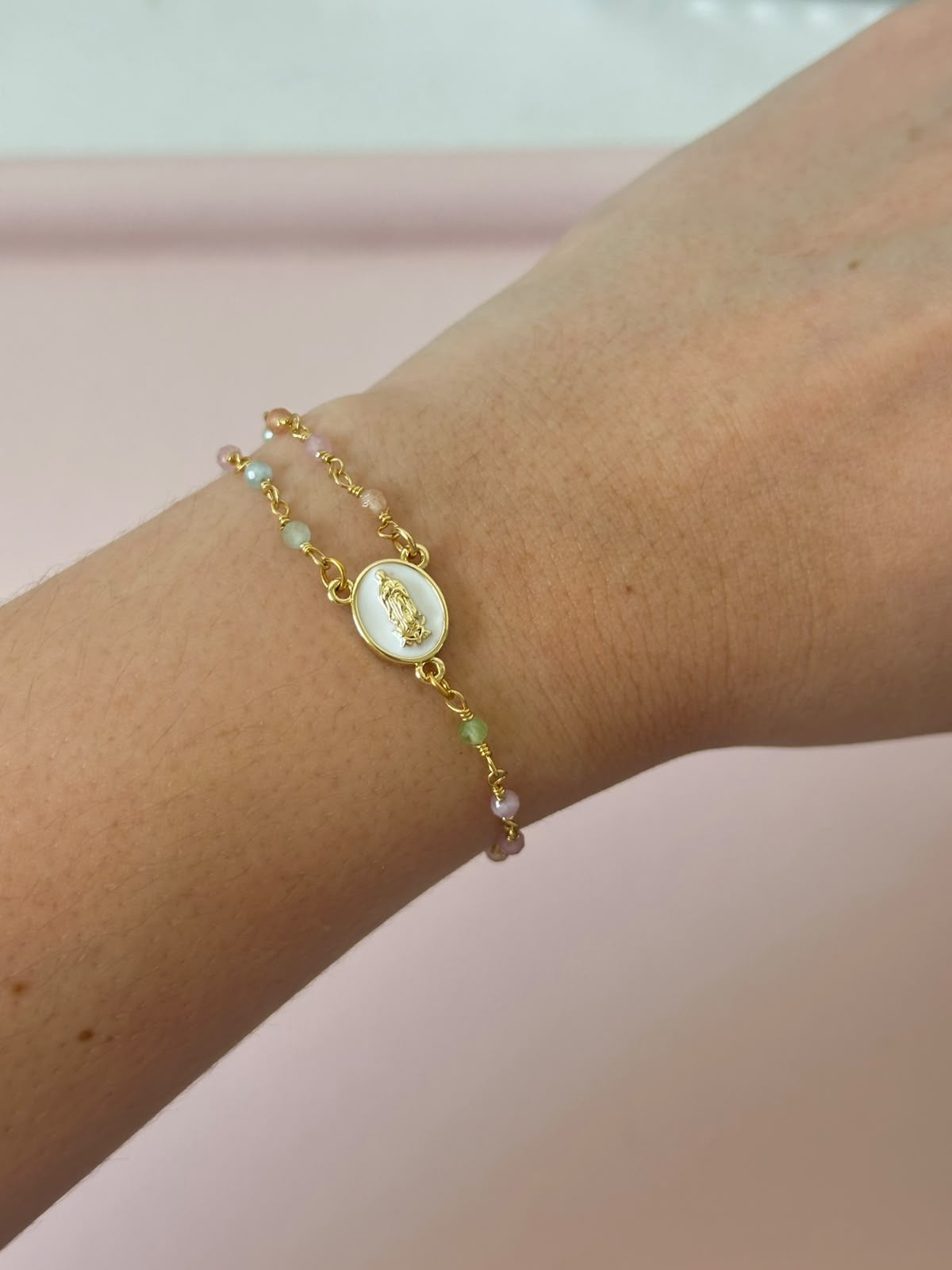 Pulsera rosario pastel