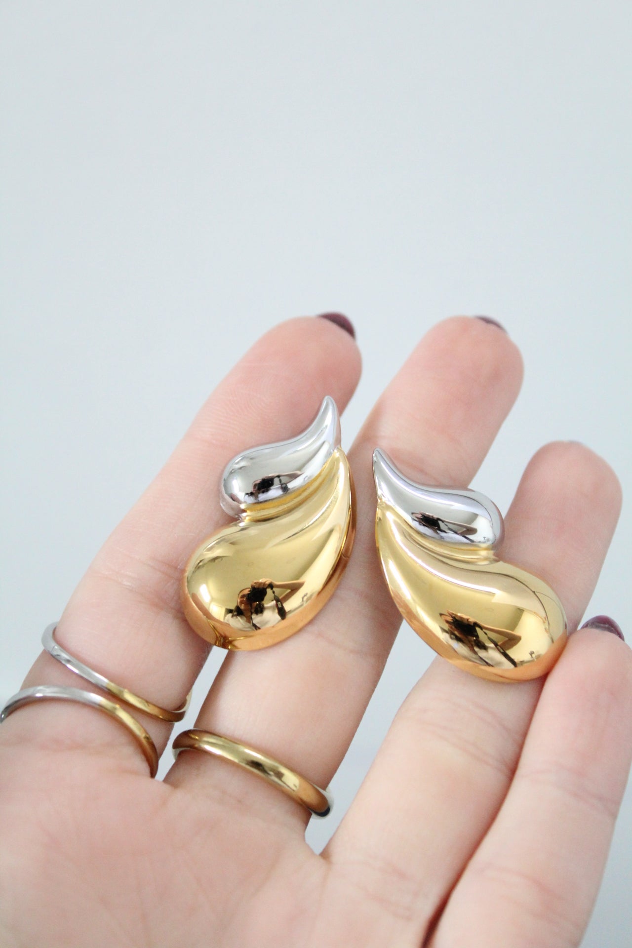 Aretes de gota bicolor