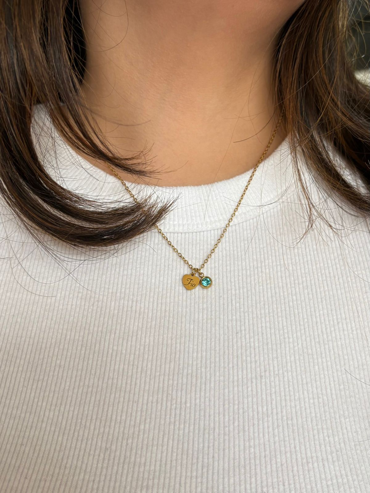 Cadenita de corazón mini  (con dije de color)