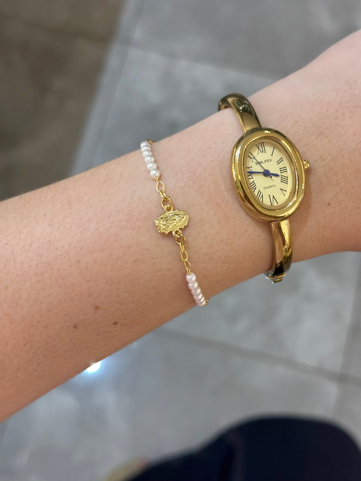 Pulsera fe y protección perlas