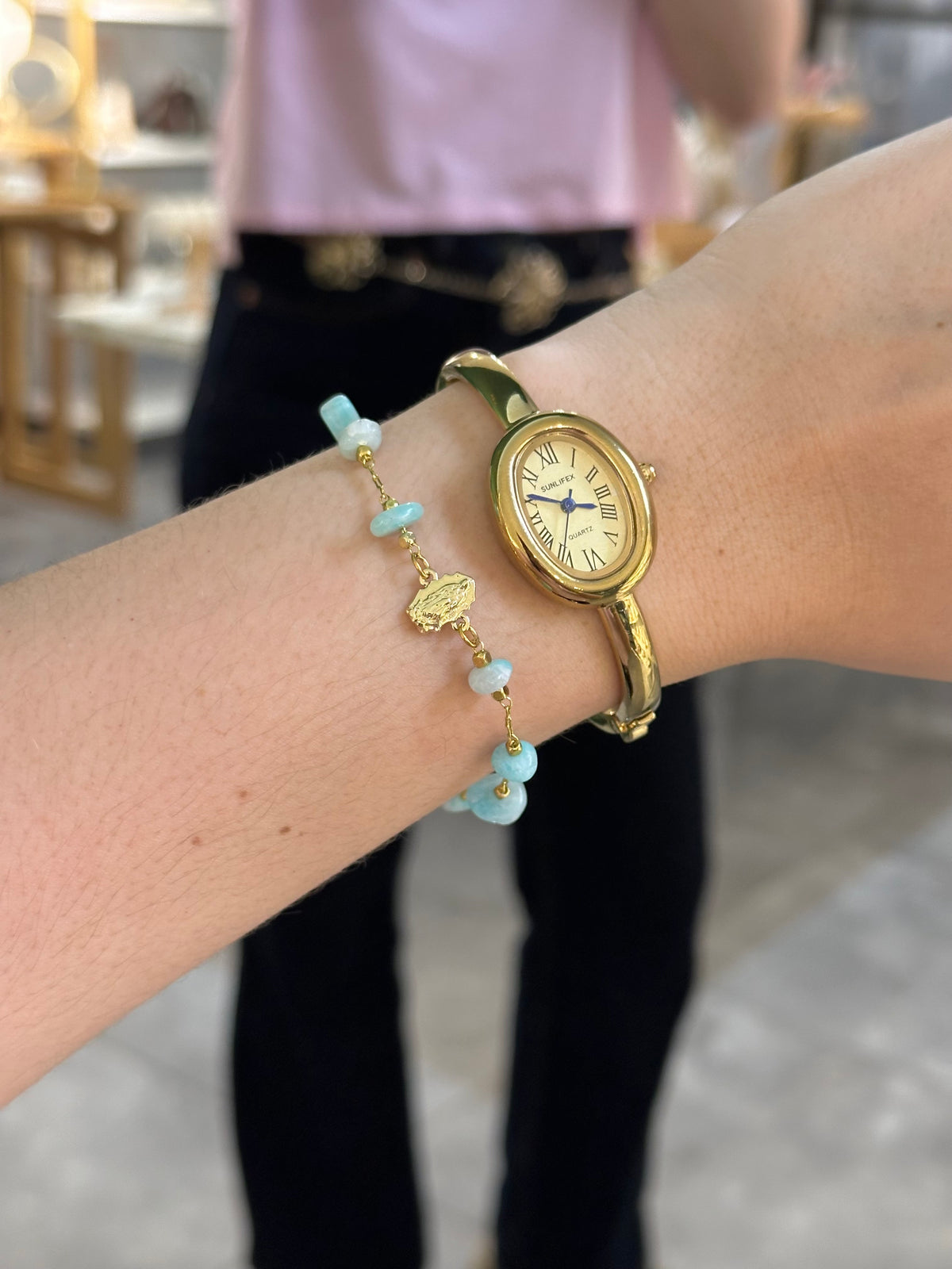 Pulsera fe y protección turquesa