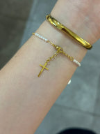 Pulsera fe y protección perlas